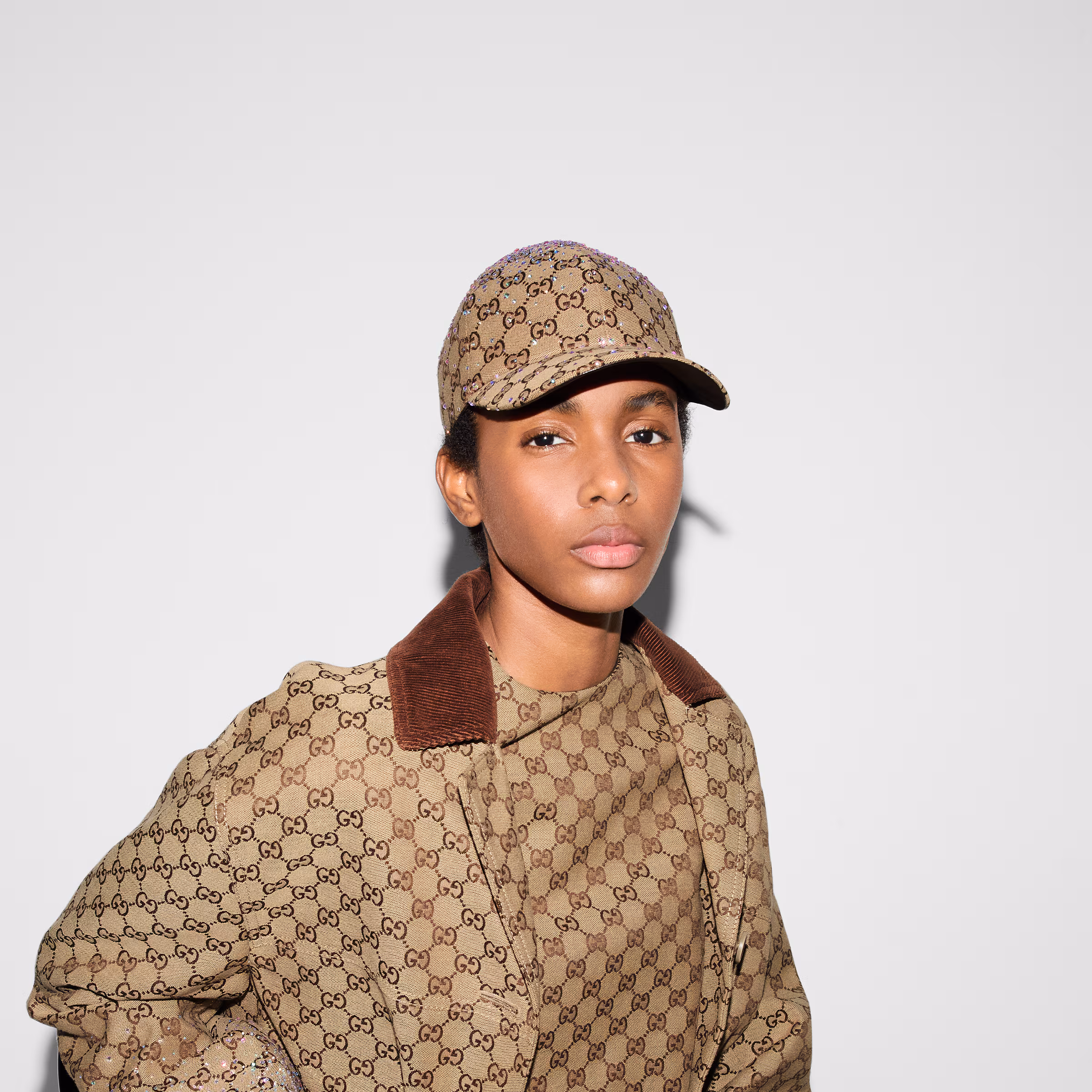 GG canvas baseball hat with crystals 2